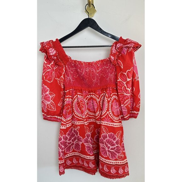 FARM RIO Summer Sunrise Mini Dress in Red Size Medium - Picture 8 of 14